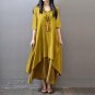 Vintage Women Summer Dress 2017 Celmia Plus Size Cotton Linen Bottons V Neck Loose Maxi Long Party D