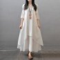 Vintage Women Summer Dress 2017 Celmia Plus Size Cotton Linen Bottons V Neck Loose Maxi Long Party D