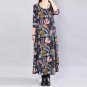 Plus Size Women Maxi Long Dress 2017 Cotton Linen Vintage Boho Print Long Sleeve Feminino Dresses Ca