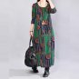 Plus Size Women Maxi Long Dress 2017 Cotton Linen Vintage Boho Print Long Sleeve Feminino Dresses Ca