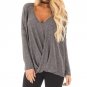 2018 Spring Fall Women Blouse Sexy Ladies V Neck Tops Long Sleeve Solid Blusas Shirts Casual Loose T