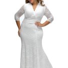 V Neck Plus Size Lace Women\'s Maxi Dress