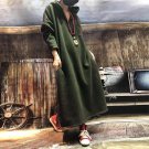 Plus Size 2018 CELMIA Winter Women Long Sleeve Hooded Pockets Buttons Party Long Maxi Warm Dress Ret