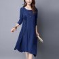 Women Elegant Midi Dress 2017 Autumn Spring Round Neck Long Sleeve Casual Solid Shift Dress Robe Fem