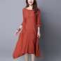 Women Elegant Midi Dress 2017 Autumn Spring Round Neck Long Sleeve Casual Solid Shift Dress Robe Fem