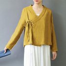 Autumn Women Kimono Blouse 2017 Vintage Long Sleeve Cotton Linen Blusas Casual Female Baggy Plus Siz