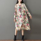 Vestidos Women Vintage Dress 2017 Autumn Winter Ladies Floral Print Long Sleeve O Neck Casual Loose 
