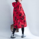 Vestidos Women Loose Dress 2018 Spring Winter Fashion Vintage Print Dress Hooded Pullover Long Sleev