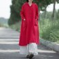 Oversize Cotton Women Long Maxi Dress Plus Size Long Sleeve Turndown Collar Vintage Button Long Loos