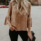 Blusas Womens Long Flared Sleeve Blouses Shirts 2018 Spring Winter Elegant Vintage Solid Casual Loos