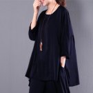 2018 Women Spring Vintage Retro Round Neck Long Sleeve Shirt Casual Soft Smooth Plain Pleated Blouse