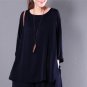 2018 Women Spring Vintage Retro Round Neck Long Sleeve Shirt Casual Soft Smooth Plain Pleated Blouse