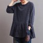 2018 Autumn Vintage Check Plaid Women O Neck Long Sleeve Ruffled Splice Shirt Blouse Loose Cotton Li