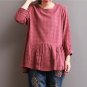 2018 Autumn Vintage Check Plaid Women O Neck Long Sleeve Ruffled Splice Shirt Blouse Loose Cotton Li