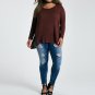 Plus Size Women 2017 Long Sleeve Irregular Hem Loose Solid Tops Basic Blusas Autumn Crew Neck Casual