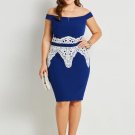 Plus Size Slash Neck Appliques Women\'s Bodycon Dress