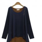 Plus Size S-2XL Lady Irregular Shirt Loose Tops Patchwork Personality Tees Women Long Sleeve Shirts 