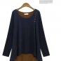 Plus Size S-2XL Lady Irregular Shirt Loose Tops Patchwork Personality Tees Women Long Sleeve Shirts