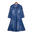 Summer Style Women Denim Dress Women Clothes Vintage Half Sleeve Long Embroidery Slim Dresses Plus S