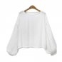 Plus Size New Womens Elegant Long Bishop Sleeves Solid Loose Basic Shirt Tops Autumn O-Neck Casual B