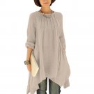 2017 Autumn Fashion 3 Colors! T-Shirt Women O-Neck Collar Loose Asymmetrical Plus size S-4XL Tops Sh
