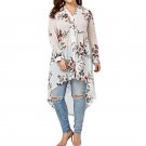 Plus Size Women Floral Print Asymmetrical Hem Blouse Long Shirt 2017 Ladies Buttons V Neck Long Slee