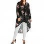 Plus Size Women Floral Print Asymmetrical Hem Blouse Long Shirt 2017 Ladies Buttons V Neck Long Slee