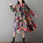 Women Dresses Ladies V Neck Long Sleeve Vintage Print Dress 2017 Autumn Winter Casual Loose Oversize