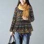 2018 Celmia Women Spring Vintage O Neck Long Sleeve Floral Cotton Linen Loose Blouse Ruffles Shirt P