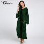 Oversized Celmia Women Maxi Dress 2018 Autumn O-neck Flared Sleeve Pockets Long Sleeve Dress Baggy L