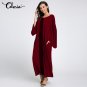 Oversized Celmia Women Maxi Dress 2018 Autumn O-neck Flared Sleeve Pockets Long Sleeve Dress Baggy L
