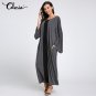 Oversized Celmia Women Maxi Dress 2018 Autumn O-neck Flared Sleeve Pockets Long Sleeve Dress Baggy L