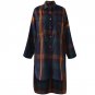 Plus Size Celmia 2018 Vintage Women Plaid Check Lapel Neck Buttons Pockets Long Sleeve Asymmetric He