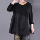2018 Celmia Autumn Women O Neck Long Sleeve Ruffles  Retro Loose Pullover Casual Patchwork Baggy Blo