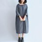 2018 Celmia Elegant Women O Neck 3/4 Batwing Sleeve Pockets Baggy Work Midi Dress Loose Splice Party