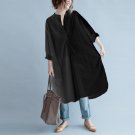 2018 Women Autumn Boyfriend Style Stand Collar Long Sleeve Baggy Long Tops Blouse Casual Solid Split