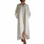 Celmia Women Lapel Neck Long Sleeve Buttons Solid Pockets Long Shirt Dress Loose Cotton Linen Irregu