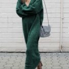 Sexy Knitted Long Dress Women Loose Warm Vestidios Long Autumn Winter Solid V-neck Long Sleeve Dress