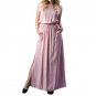 L-6XL Plus Size Women Summer Maxi Dress Sleeveless O-neck Side Split Long Dresses Pockets Vestidos B