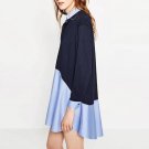 2017 Autumn Women Mini Shirt Dresses Long SLeeve Hit Color Lapel Short Casual Loose Clothing Plus Si