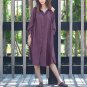 Plus Size Women Shirt Dress Autumn Casual Button Asymmetric Loose Midi Dresses Vintage Long Sleeve W