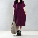 2017 Autumn Women Long Dress O Neck Long Sleeve Pockets Solid Loose Casual Vintage Long Vestidos Plu