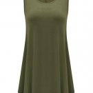 Women\'s Plus Size Sleeveless Solid Basic Comfy Summer Tunic Tank Top with Flare Hem