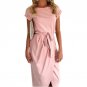 Casual Irregular Maxi Dress Women Short Sleeve Split Long Dress Summer 2017 Solid Office Dresses Ves