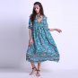 Plus Size 5XL Women Boho Chiffon Maxi Long Dress Vintage Long Sleeve Tie V Neck Loose Casual Beach D