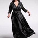 Black Plus Size Lace Patchwork Women\'s Maxi Dress