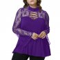 Long Flare Sleeve Womens Patchwork Blouse Femme Plus Size Lace Up Sexy Mesh Tops 2017 Summer Ladies