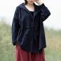 Oversized Women Casual Kimono Blouses Vintage Hooded Long Sleeve Button Female Blouse Retro Plus Siz