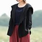 Oversized Women Casual Kimono Blouses Vintage Hooded Long Sleeve Button Female Blouse Retro Plus Siz