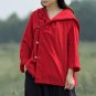 Oversized Women Casual Kimono Blouses Vintage Hooded Long Sleeve Button Female Blouse Retro Plus Siz
